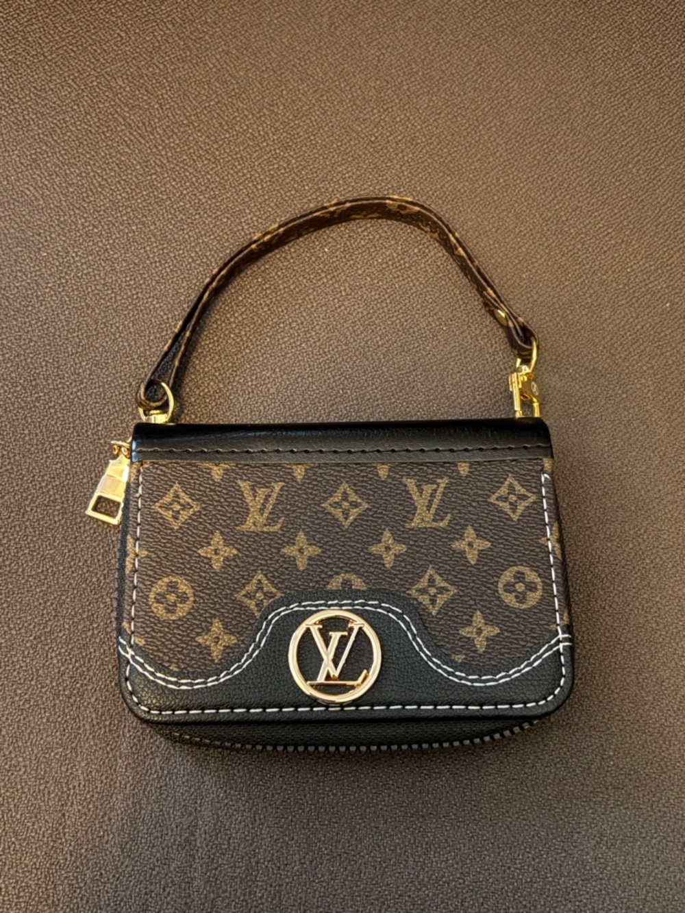 Brown and Black Monogram Clutch Credit Card Holder
